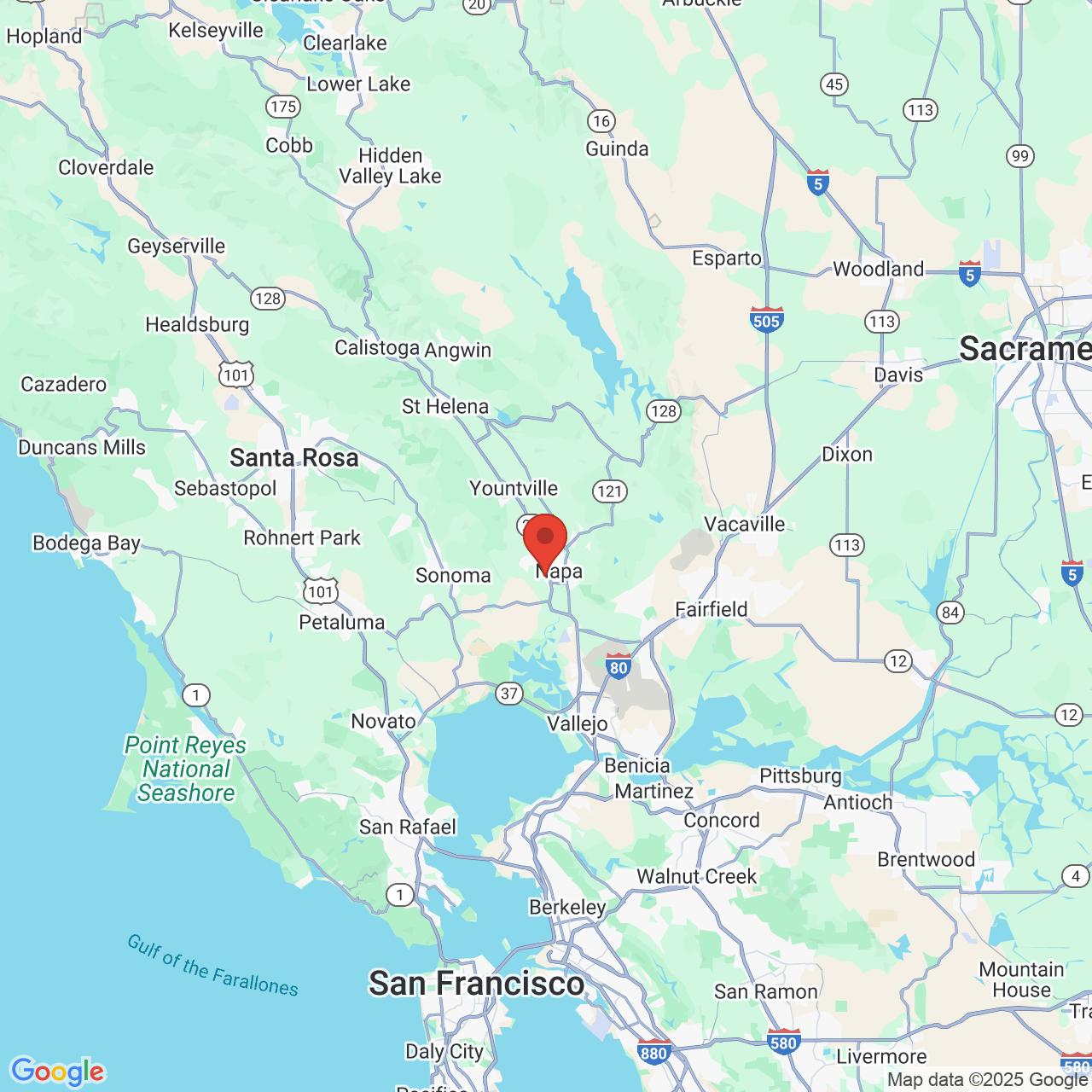 Google map image of our location in 929 Randolph St Napa, CA