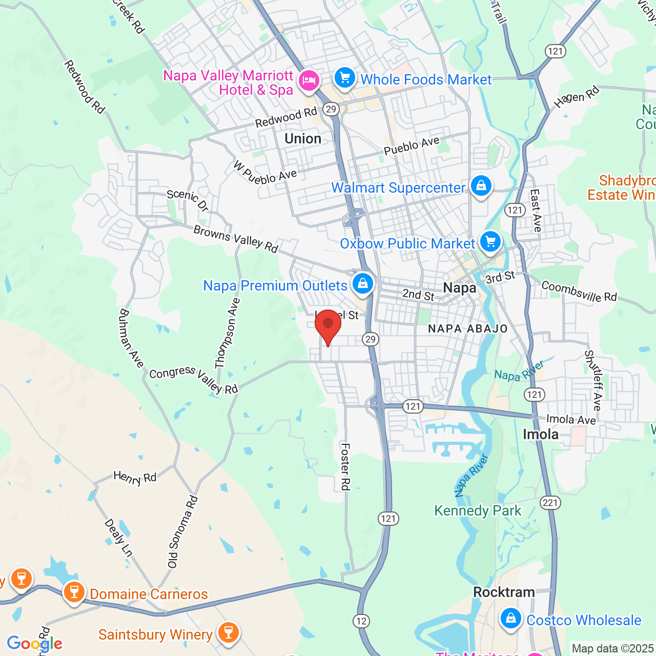 Google map image of our location in 929 Randolph St Napa, CA
