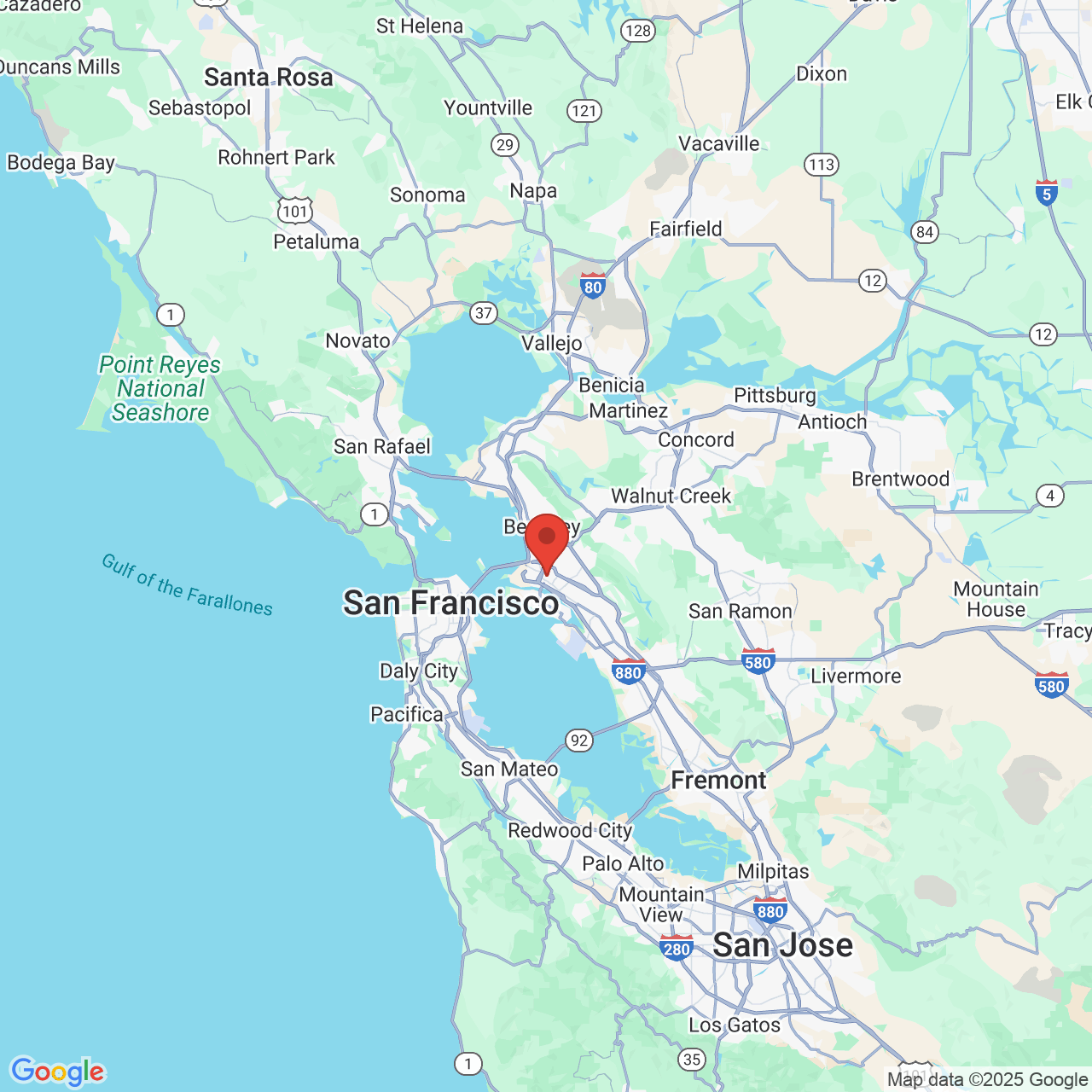 Google map image of our location in 1939 Harrison St Oakland, CA