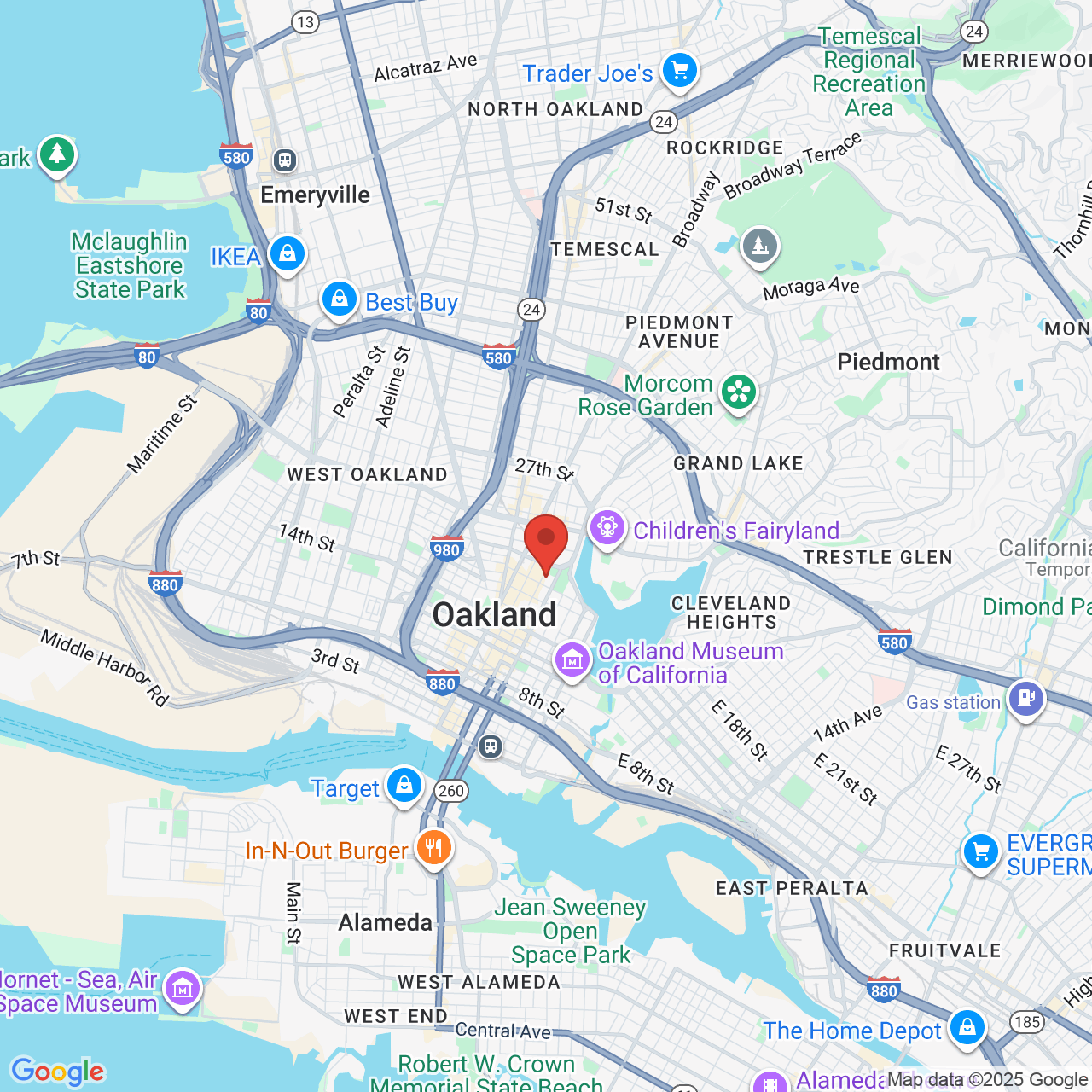 Google map image of our location in 1939 Harrison St Oakland, CA